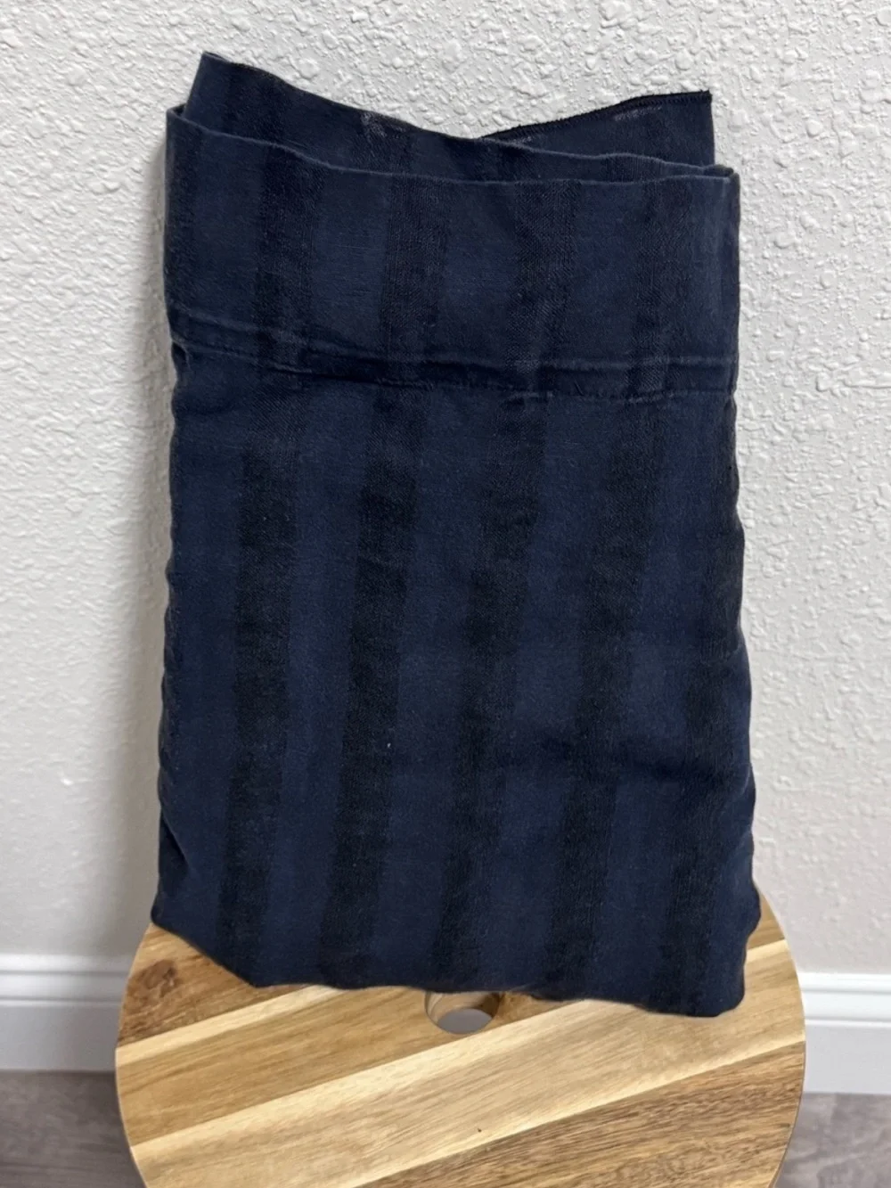 CB2 Track Black Linen Blend Striped Curtain Panel 48x108 Modern